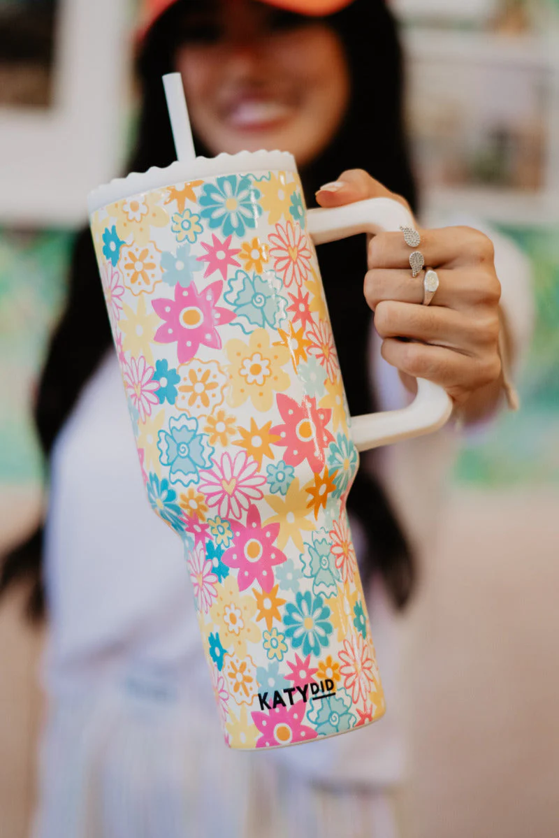 Spring Flowers Tumbler with Handle - Image 2