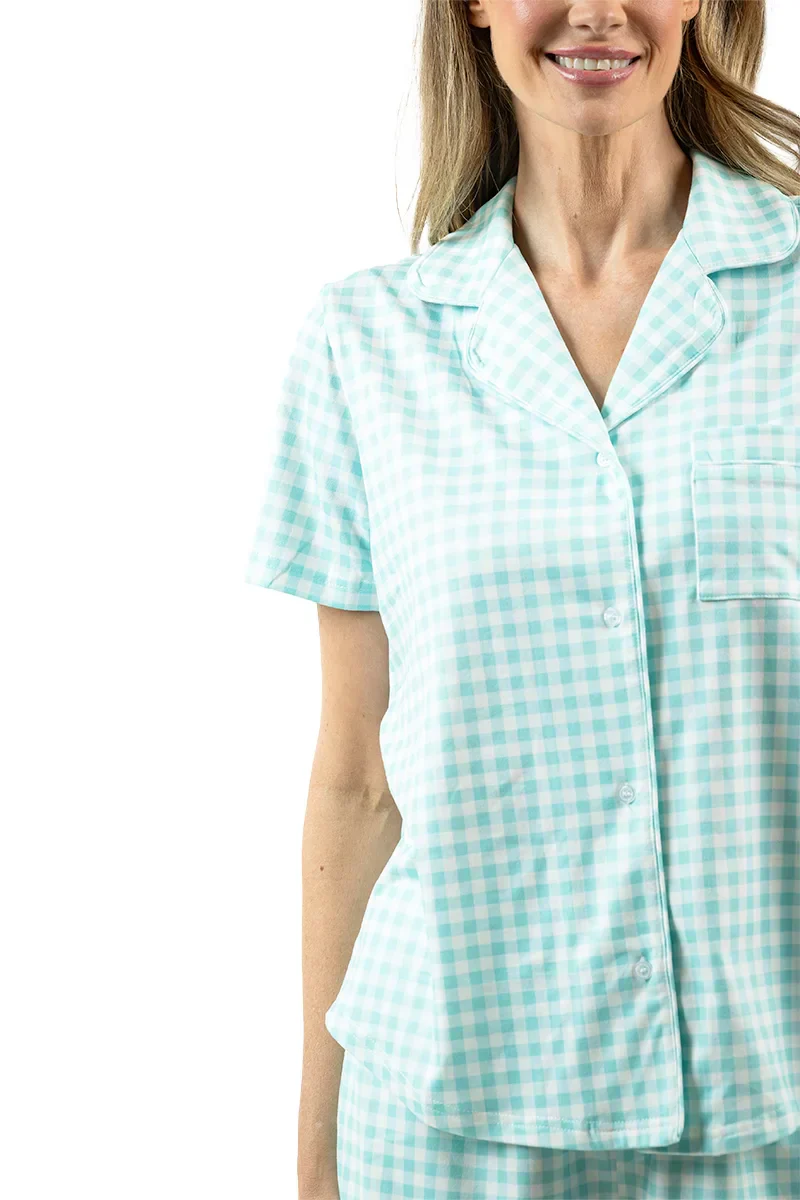 Mint Plaid Preppy Pajamas - Image 4