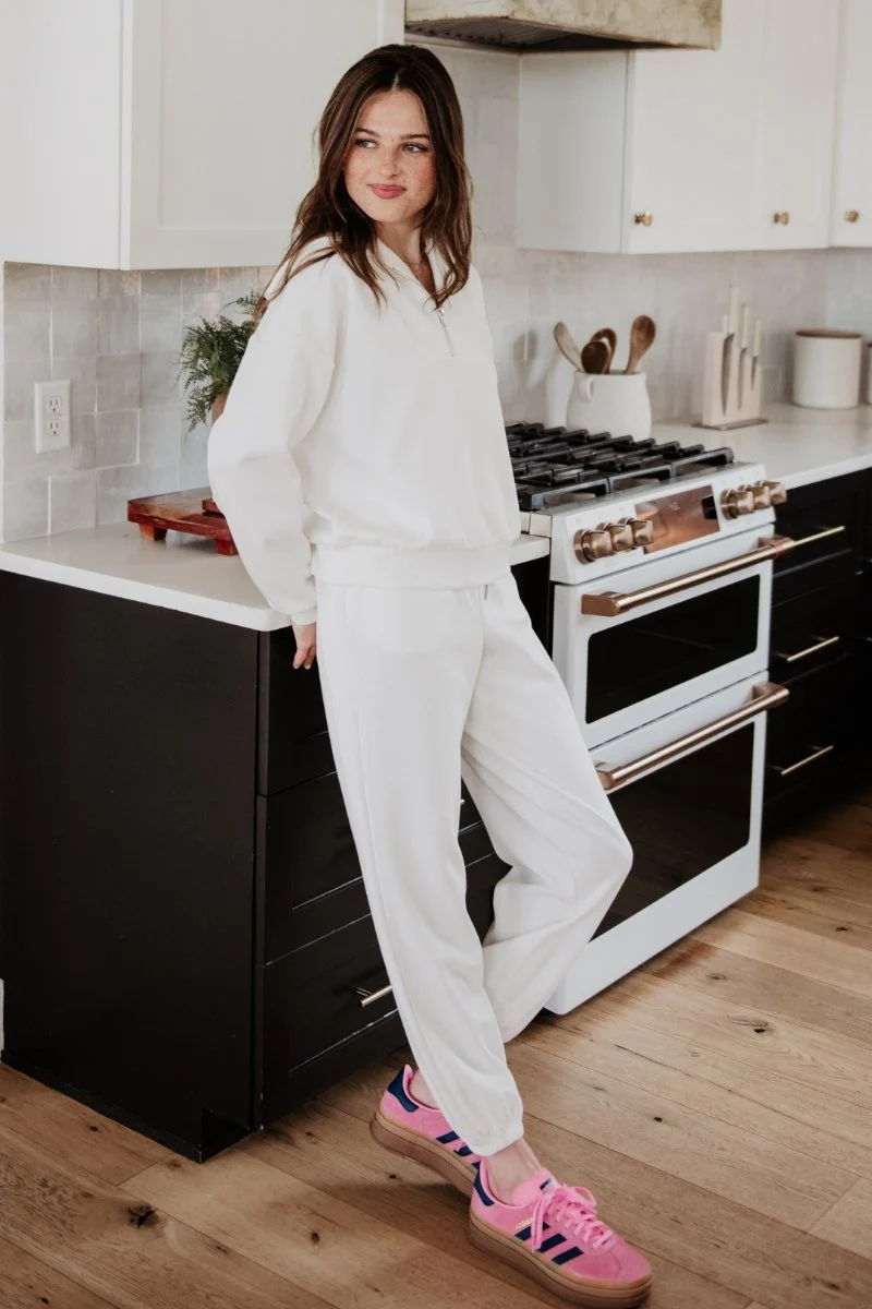 White Relaxed Fit Lounge Set - Image 2