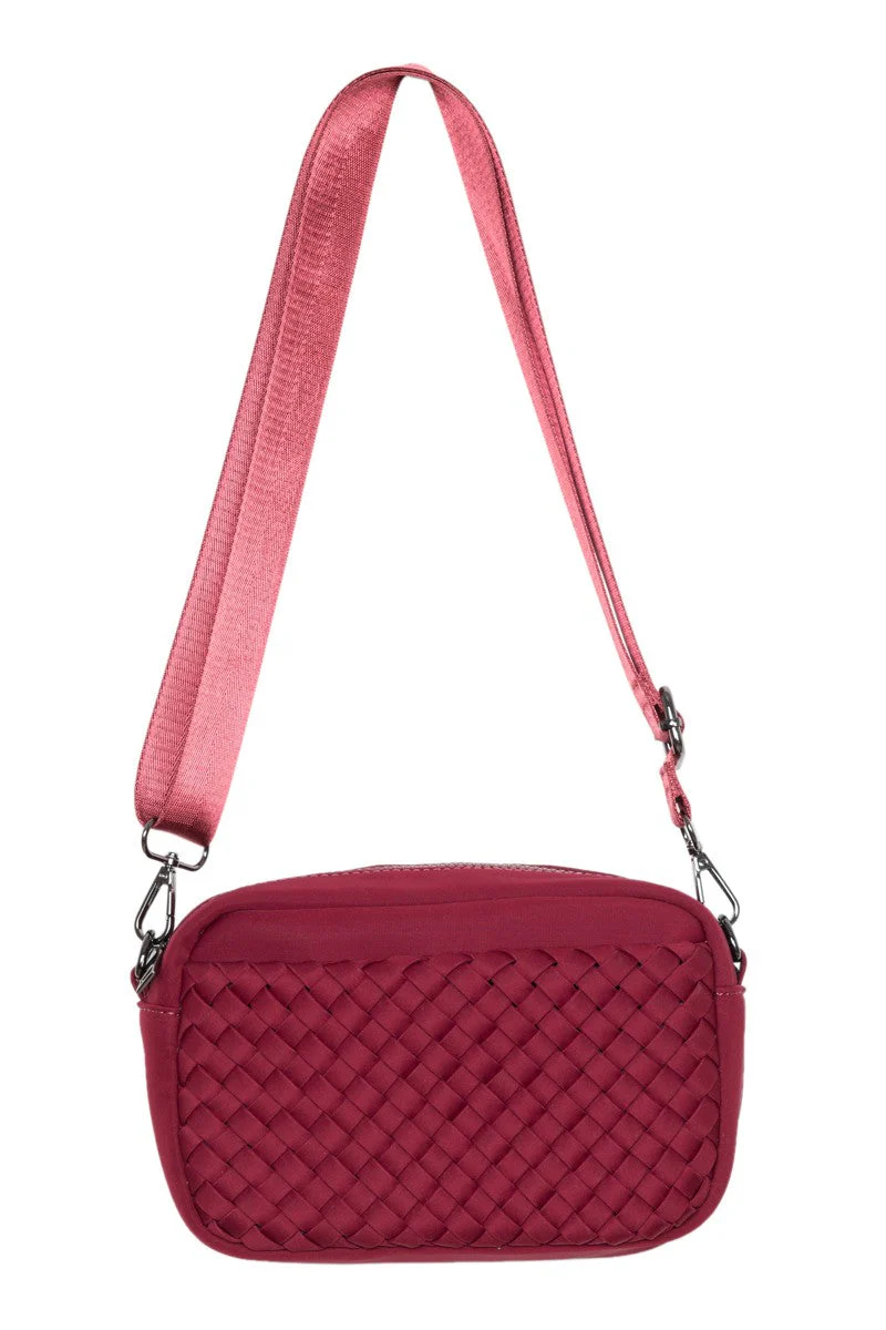 Wine Woven Crossbody Bag for Women - Image 3
