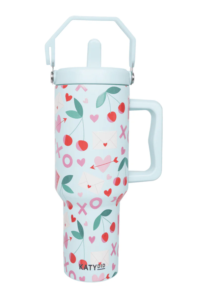 XO Cherries Valentine's Day Tumbler with Lid Handle - Image 4