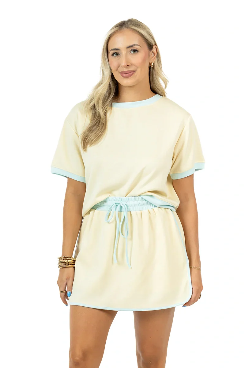 Yellow and Blue Matching Skirt and Top Set - Image 6