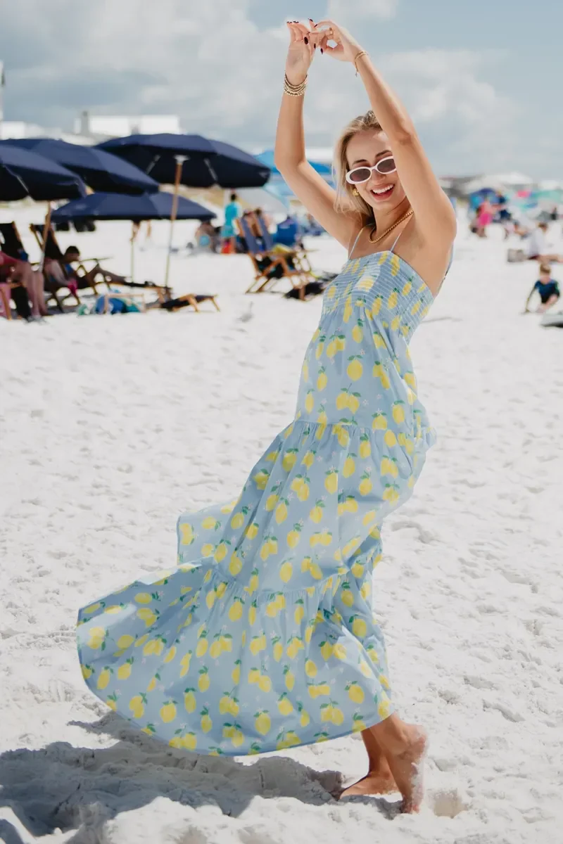 Zesty Lemons Cute Summer Maxi Dress - Image 5