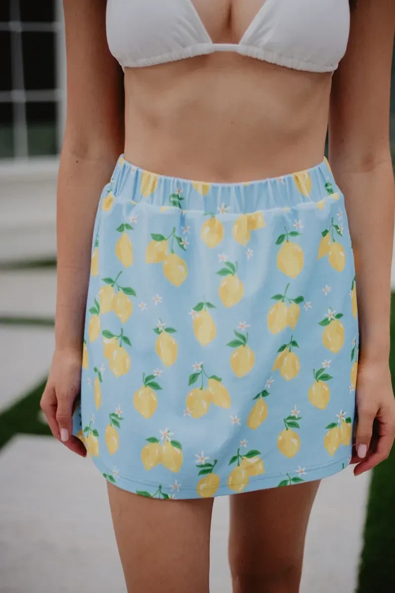 Zesty Lemons Swim Cover Up Skirt - Image 2