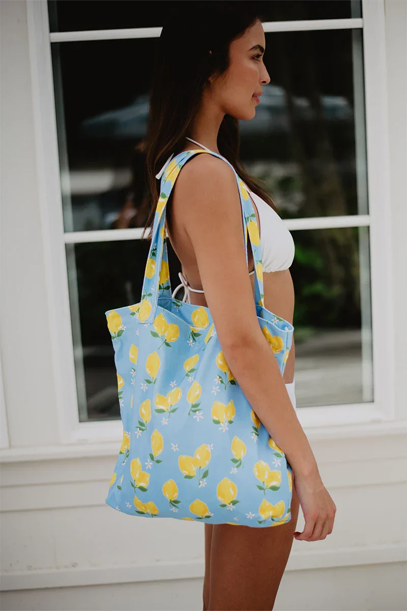 Zesty Lemons Terry Cloth Beach Bag - Image 4